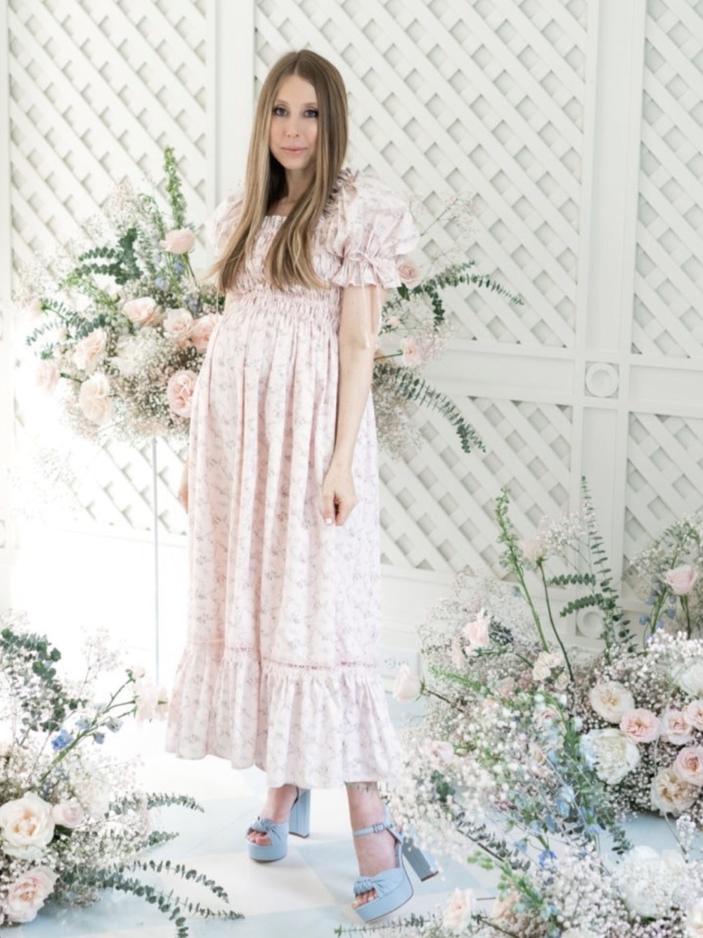 Born on Fifth for Antonio Melani The Lottie Blush Floral Smocked Maxi Dress